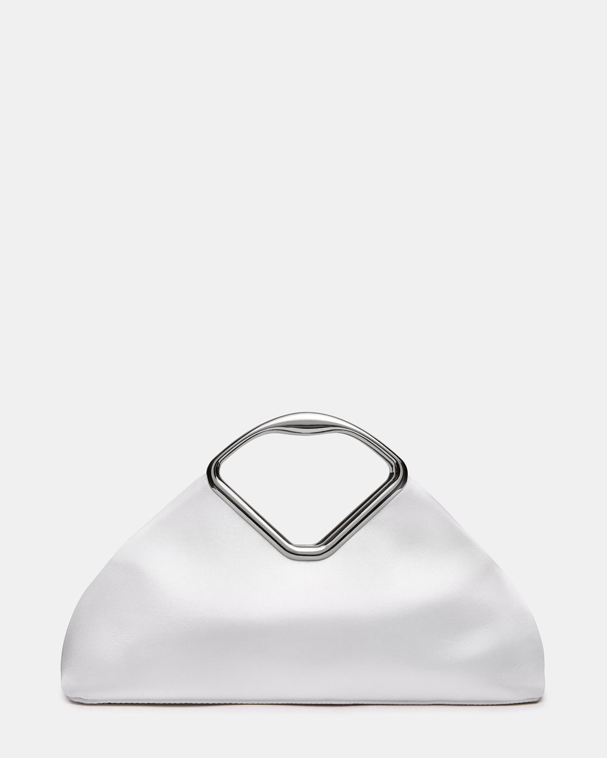 BARBARA Bag White Soft Satin Metal Bracelet Crossbody Clutch Handbag | Steve Madden