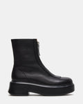 JONES Black Leather Zipper Lug Women's Ankle Boot | Steve Madden