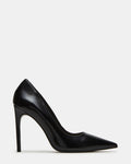 NOIR Black Leather Pointed-Toe Stiletto Pump Women's Heels | Steve Madden
