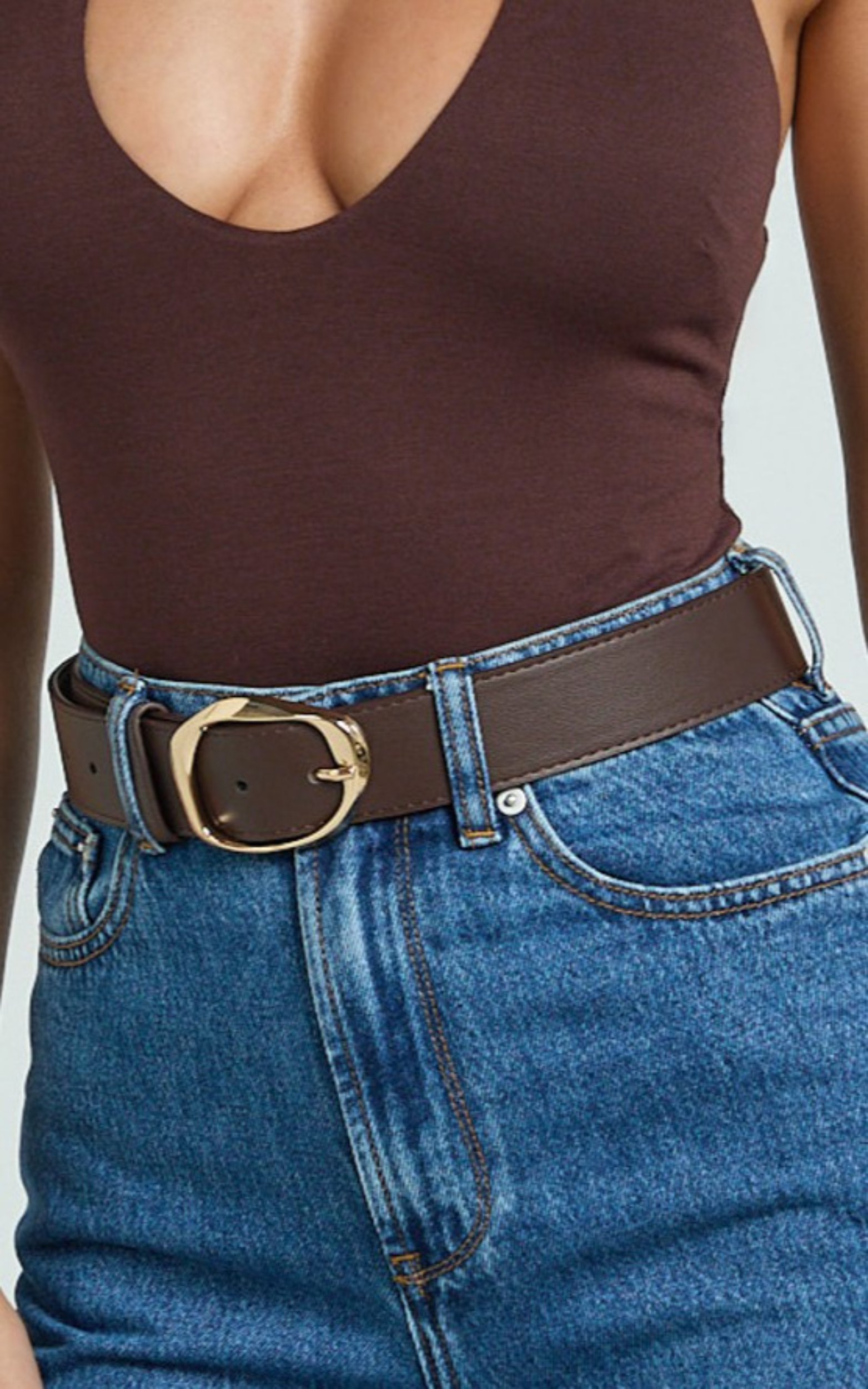 Shelley Belt - Oval Buckle Belt in Brown