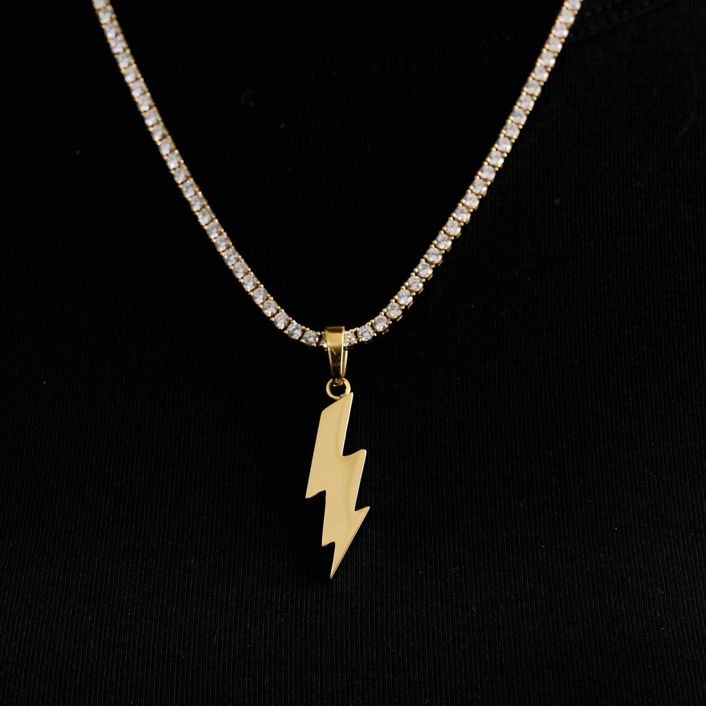 GLD Men Simple Lightning Bolt Pendant in Yellow Gold
