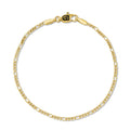 GLD Women Figaro Chain Bracelet in Hollow Yellow Gold - 2mm