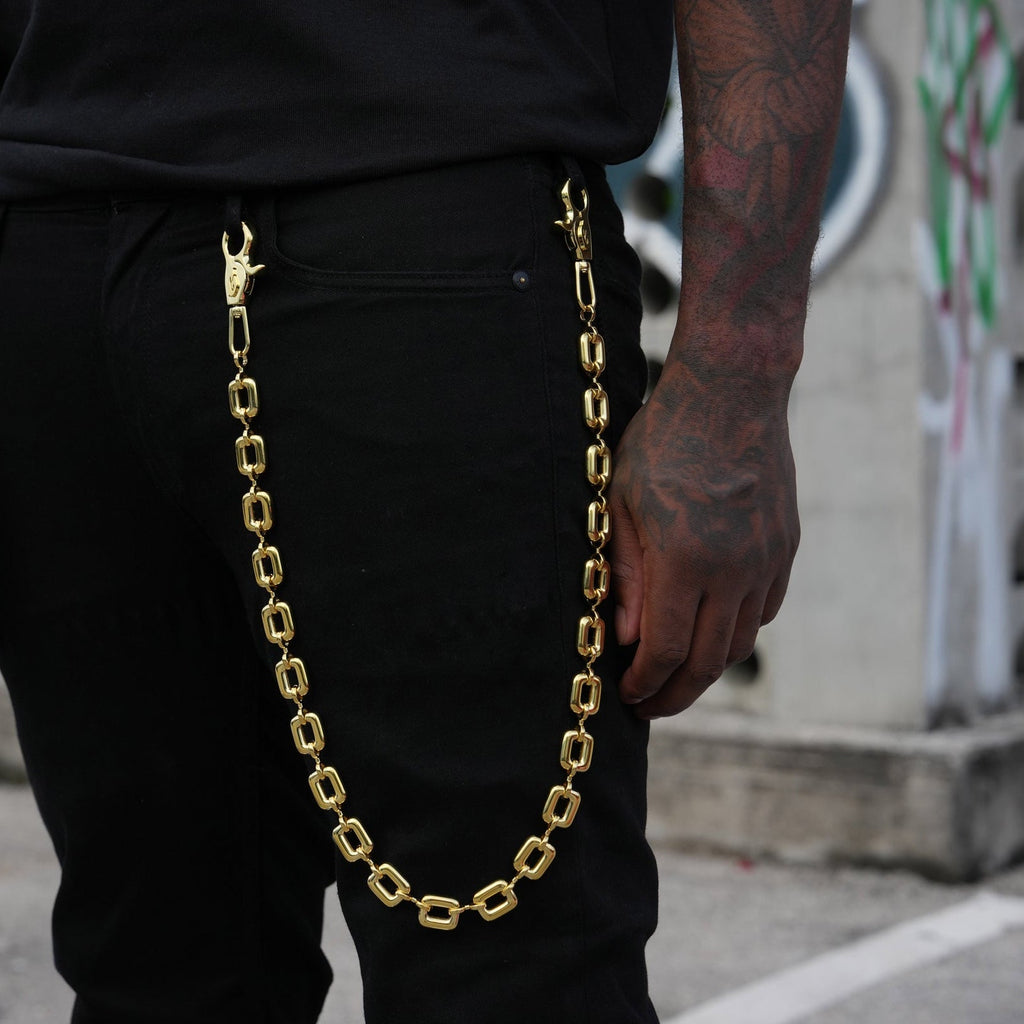 GLD Men Square Link Pant Chain in Yellow Gold - 15MM