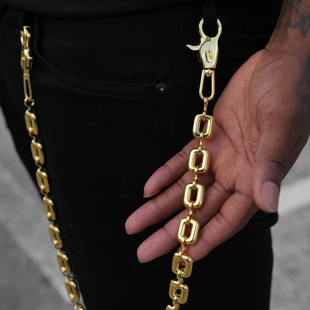 GLD Men Square Link Pant Chain in Yellow Gold - 15MM