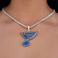 GLD Women St. Louis Blues Official NHL Logo Pendant in White Gold