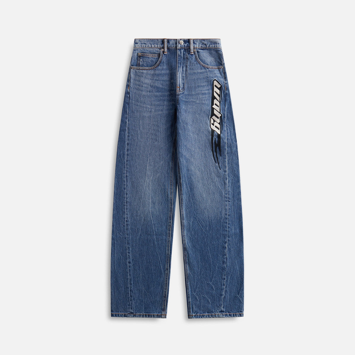 Alexander Wang Embroidered Logo Balloon Jean - Tumbled Indigo