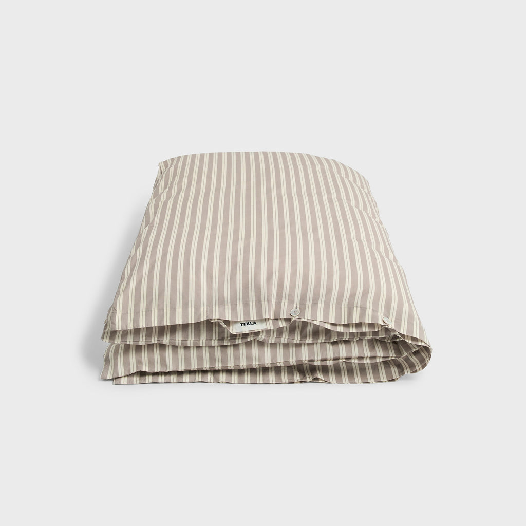 Tekla Percale Double Duvet Cover - Clay Stripes