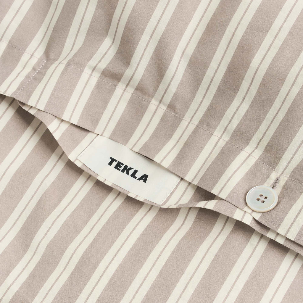 Tekla Percale Double Duvet Cover - Clay Stripes