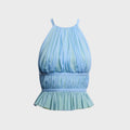 Tae Park Chiffon Wrap Top - Sky Blue / Matcha