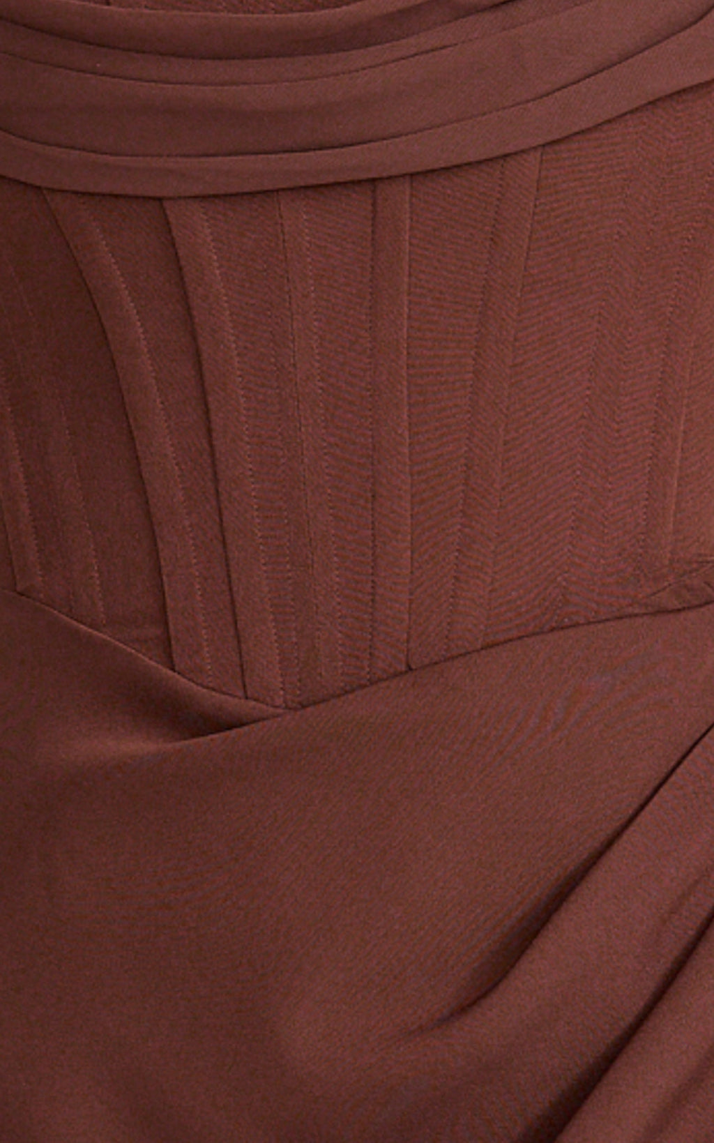 Tara Maxi Dress - Strapless Corset Drape Skirt Dress in Chocolate
