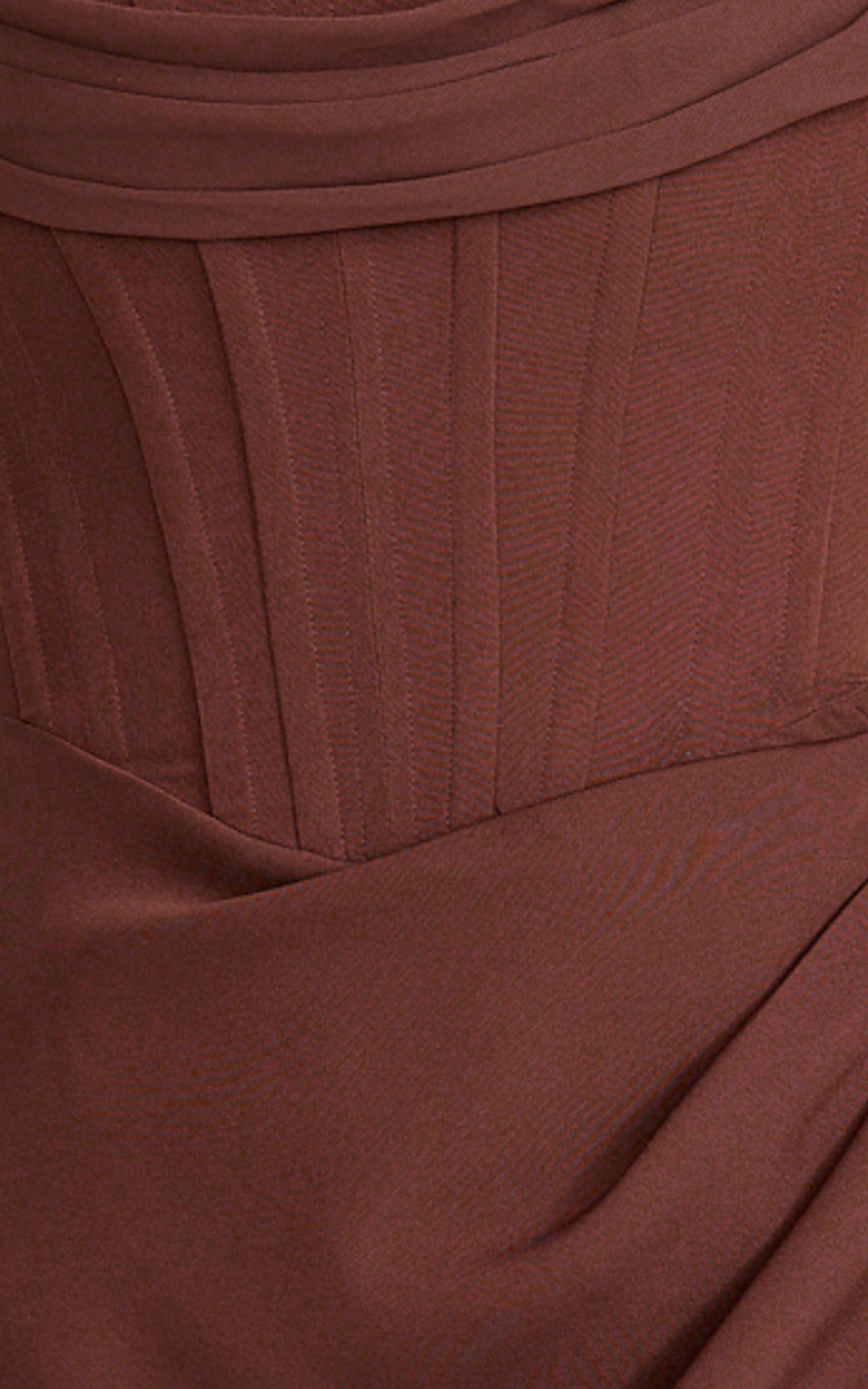 Tara Maxi Dress - Strapless Corset Drape Skirt Dress in Chocolate