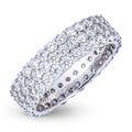GLD Women Triple Row Eternity Lab Diamond Band Ring in Platinum - 6.5mm