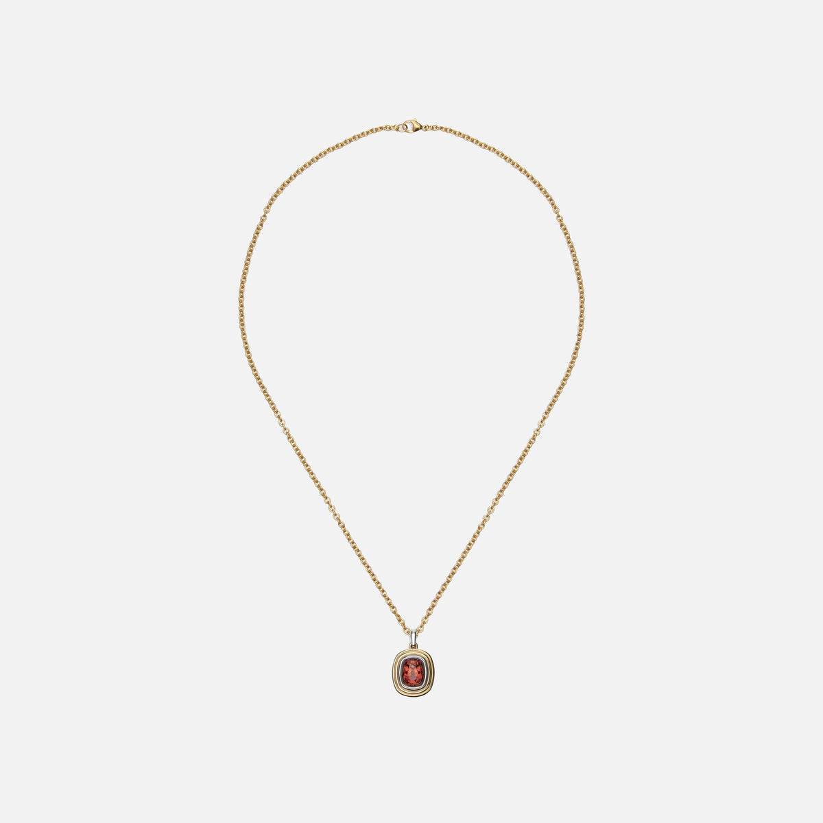 Maor Equinox Large Charm Necklace in 18K Yellow Gold and Platinum with Garnet - Gold / Platinum