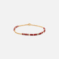 Maor Shine #2 Bracelet in Wine Pattern Beads with 18k Yellow Gold - Gold /Wine