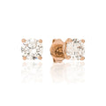 GLD Women Moissanite Round Cut Diamond Stud Earrings in Rose Gold Vermeil - 5mm