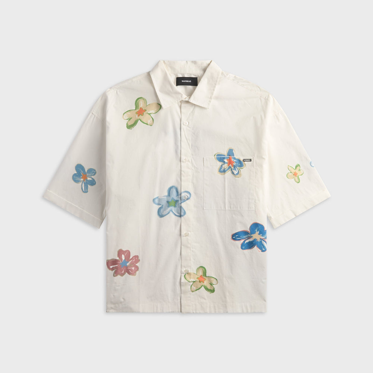 NAHMIAS Super Bloom Cropped Short Sleeve Shirt - White