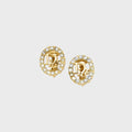 WGACA Christian Dior Vintage Gold Plated Rhinestone Dior Logo Oval Clip On Earrings - Gold