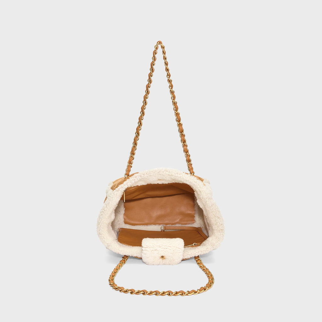 WGACA Chanel Shearling Coco Neige Shopping Tote Small - Brown