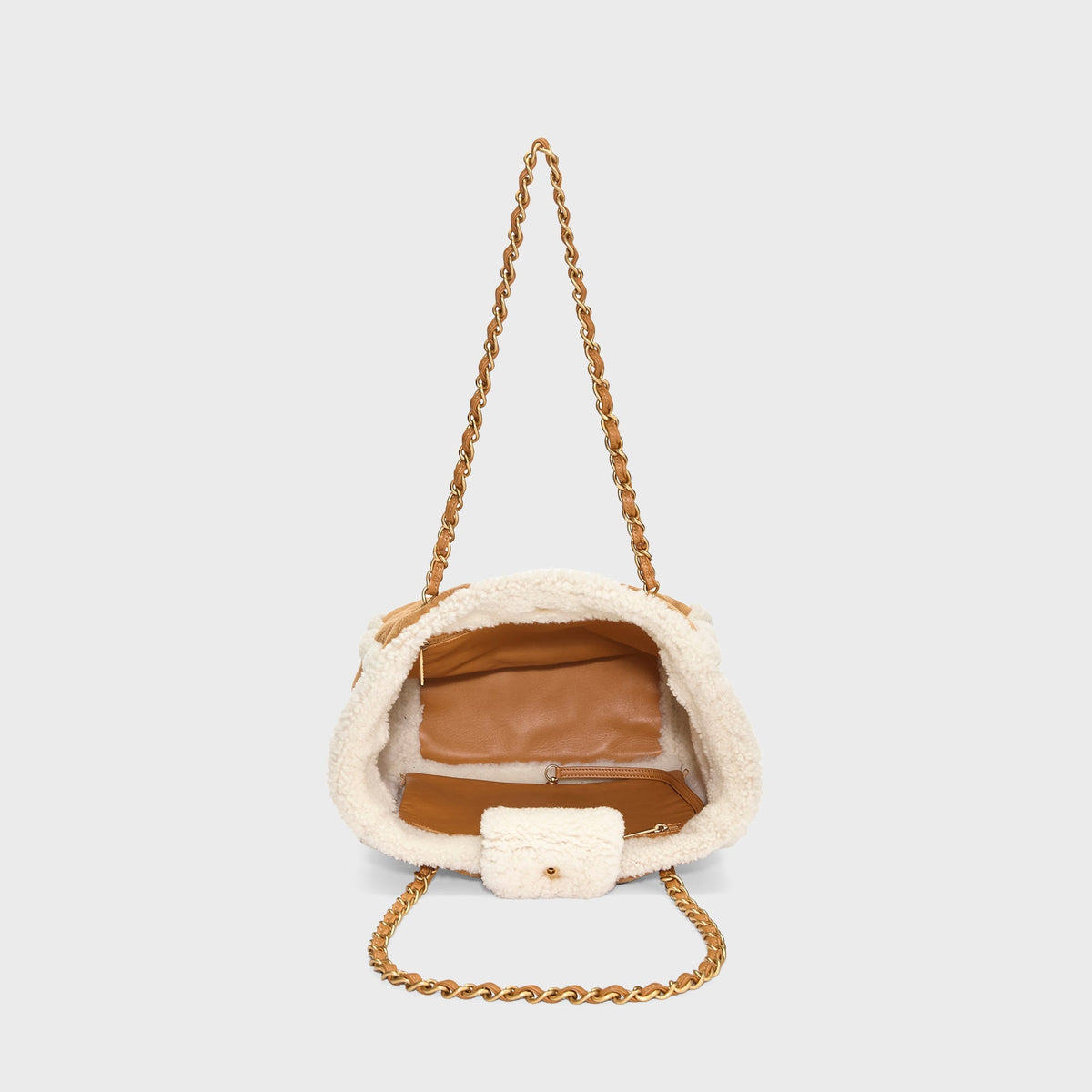 WGACA Chanel Shearling Coco Neige Shopping Tote Small - Brown