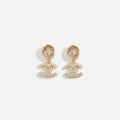 WGACA Chanel Crystal Pearl CC Dangle Earrings - Gold