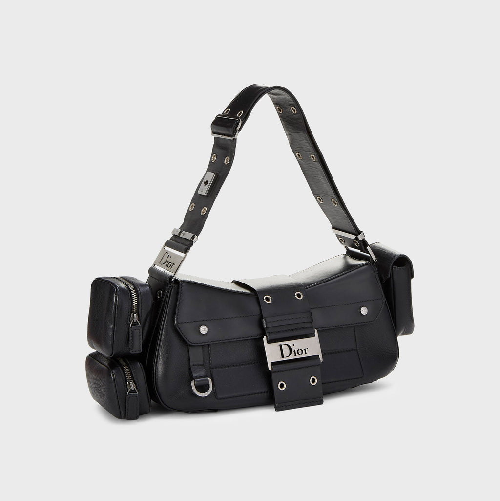 WGACA Dior Leather Street Chic Columbus Shoulder Bag - Black