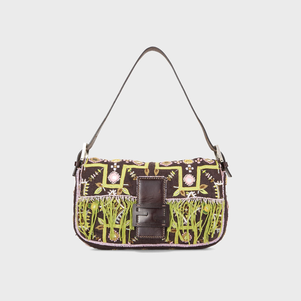 WGACA Fendi Fringe Baguette Handbag - Brown