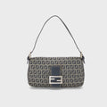 WGACA Fendi Zucchino FF Baguette Shoulder Bag - Navy