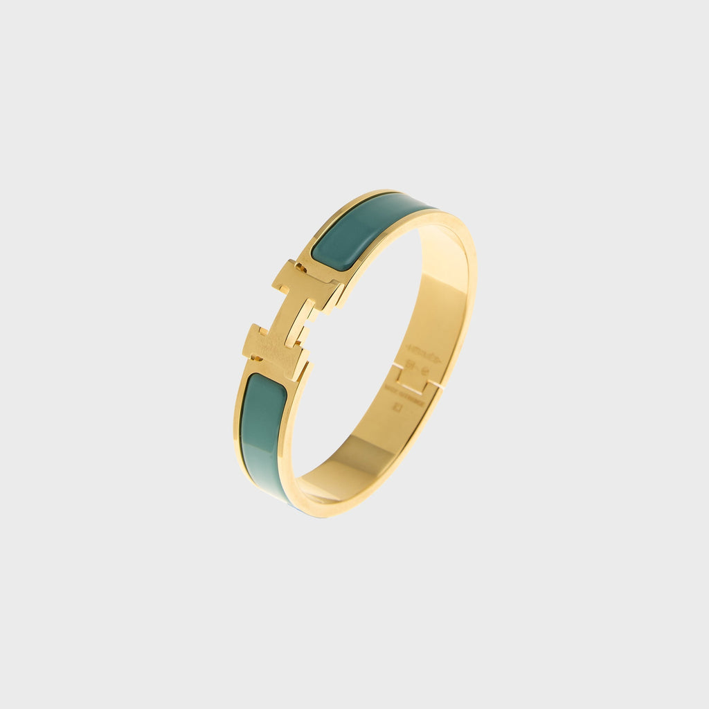 WGACA Hermes Clic Clac Narrow Bracelet - Green / Gold