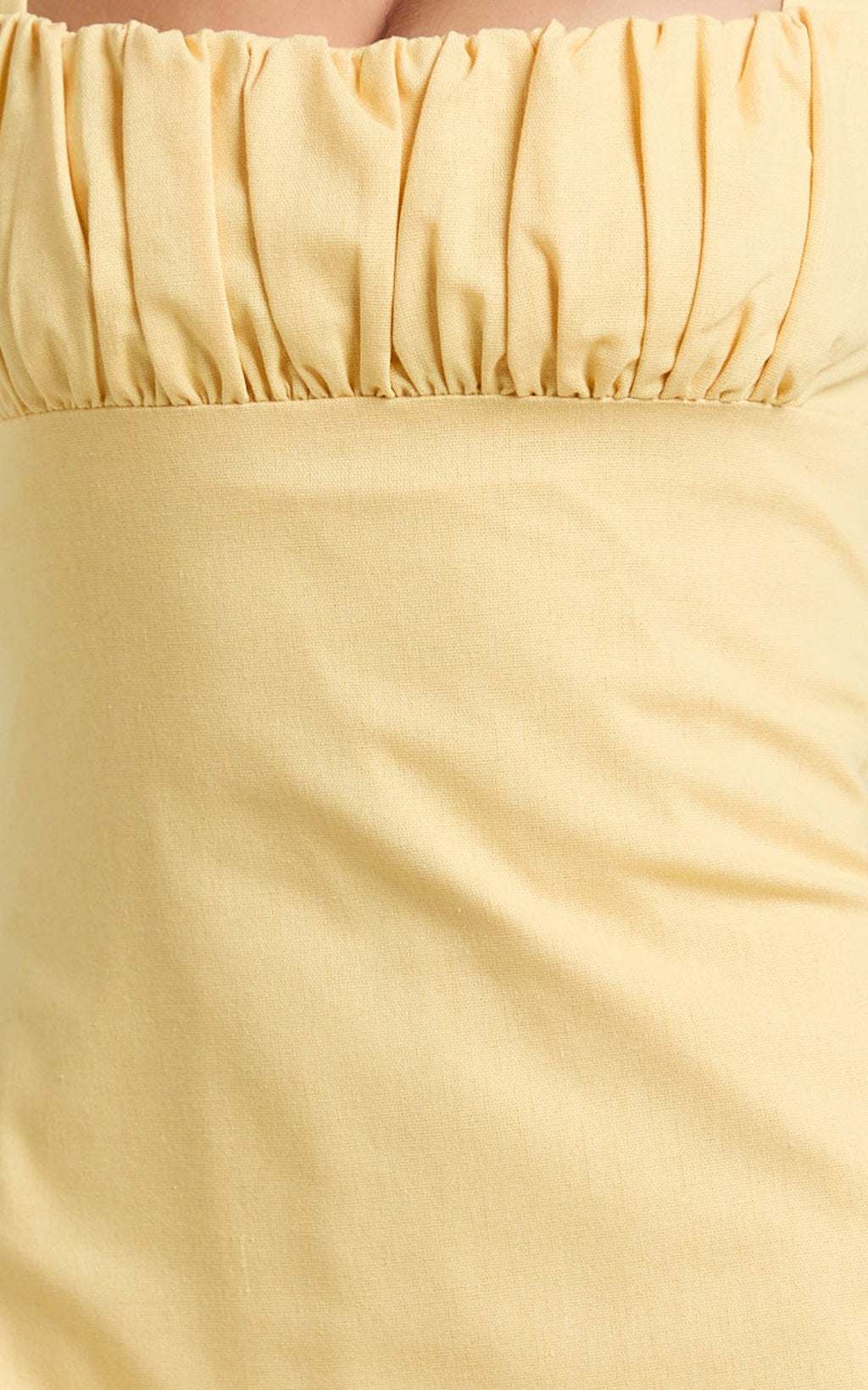 Welmina Mini Dress - Square Neck Front Placket Dress in Lemon