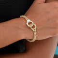 GLD Women Diamond Prong Cuban Handcuff Bracelet in Yellow Gold