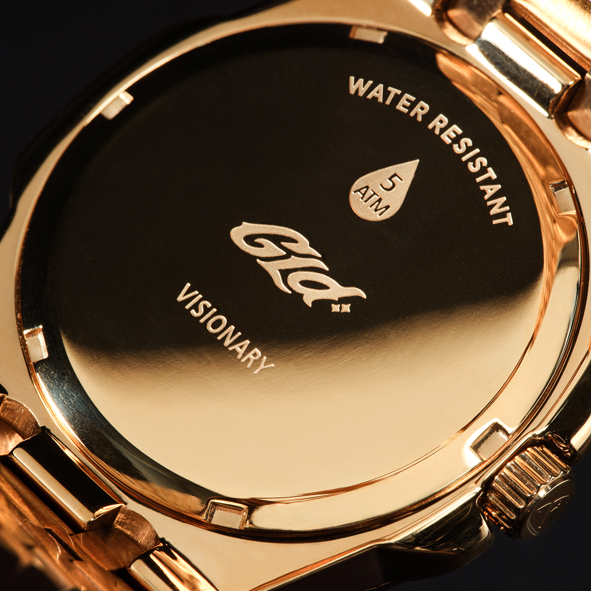 GLD Men 39MM Visionary Fully Iced Case & Black Dial Watch - Yellow Gold