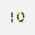 Yvonne Leon Paire de Creoles Mini Torsade Couleur Hoop Earring - Yellow Gold / Green
