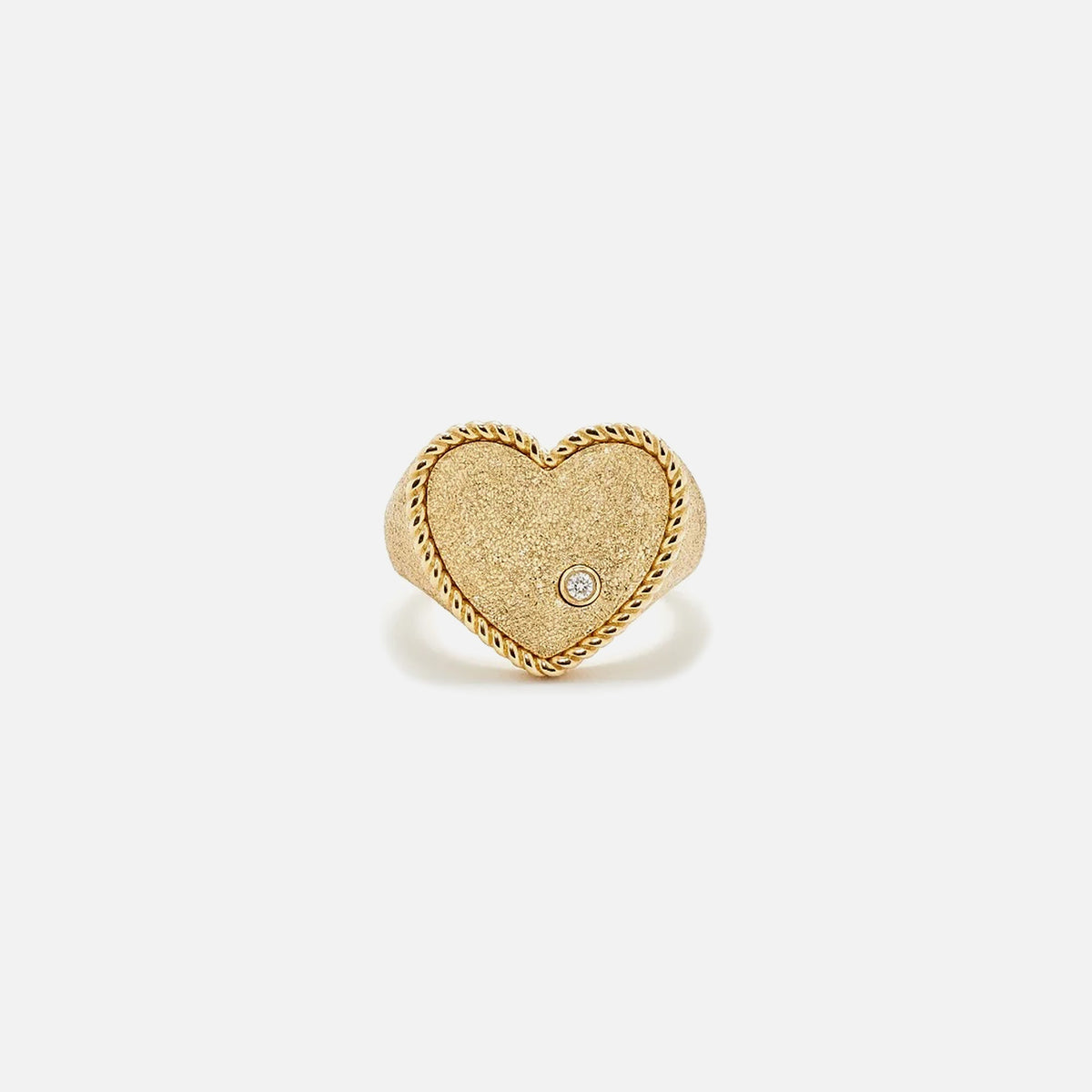 Yvonne Leon Chevaliere Coeur Pailletee Or Jaune - Yellow Gold