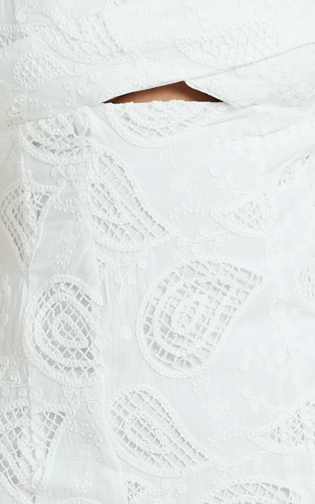 Zayla Mini Dress - Sweetheart Tie Back Broderie Mini Dress in White