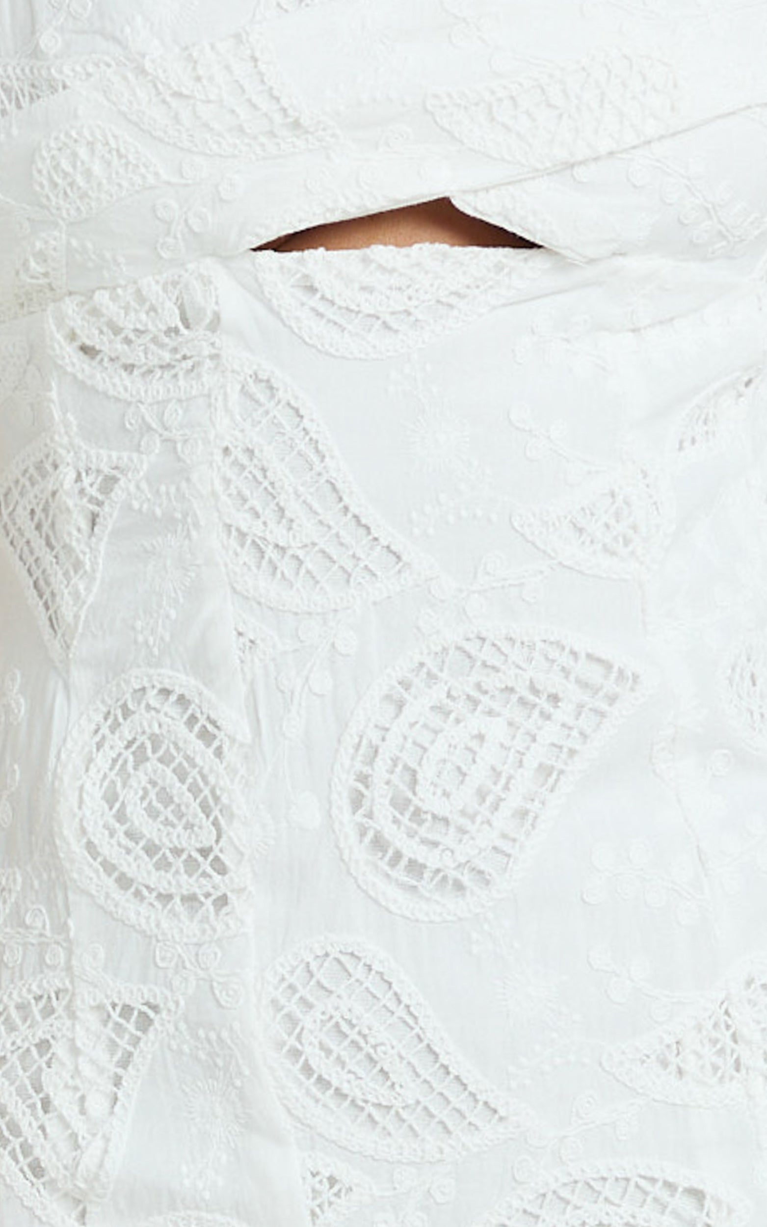 Zayla Mini Dress - Sweetheart Tie Back Broderie Mini Dress in White