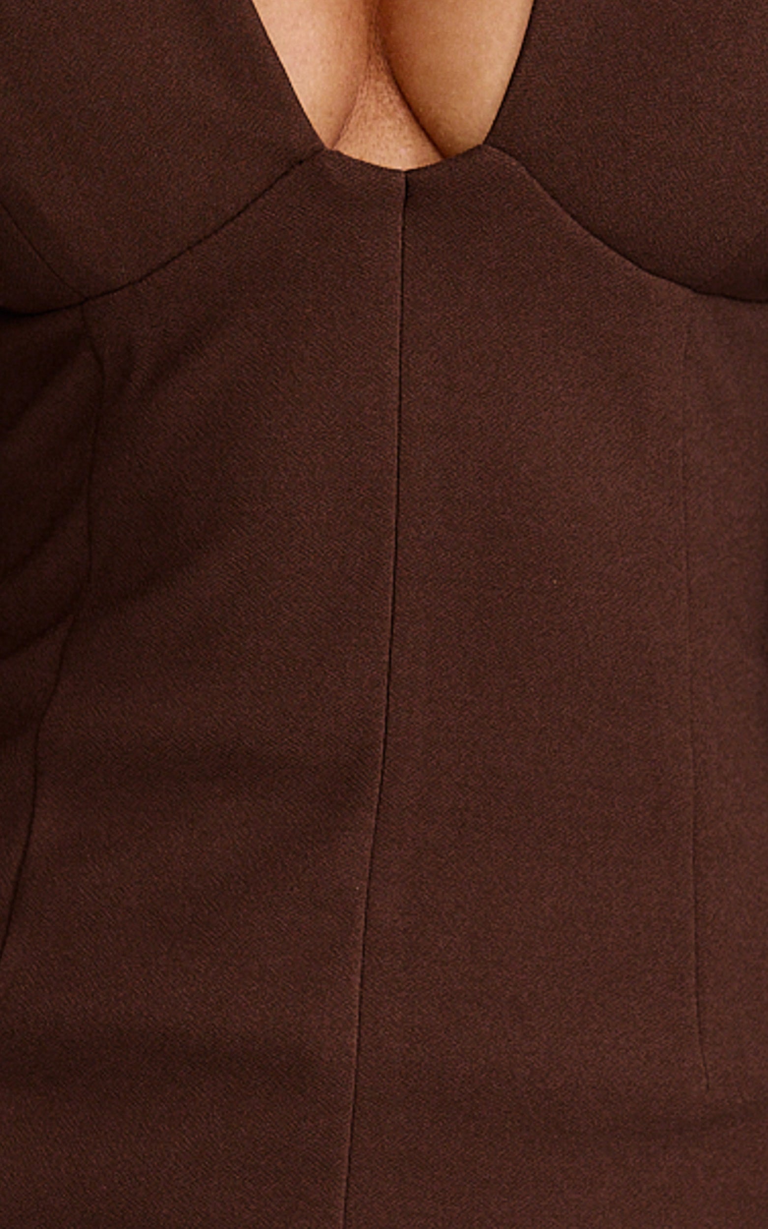 Zyla Mini Dress - Wide Shoulder Sweetheart Neck Fitted Dress in Chocolate