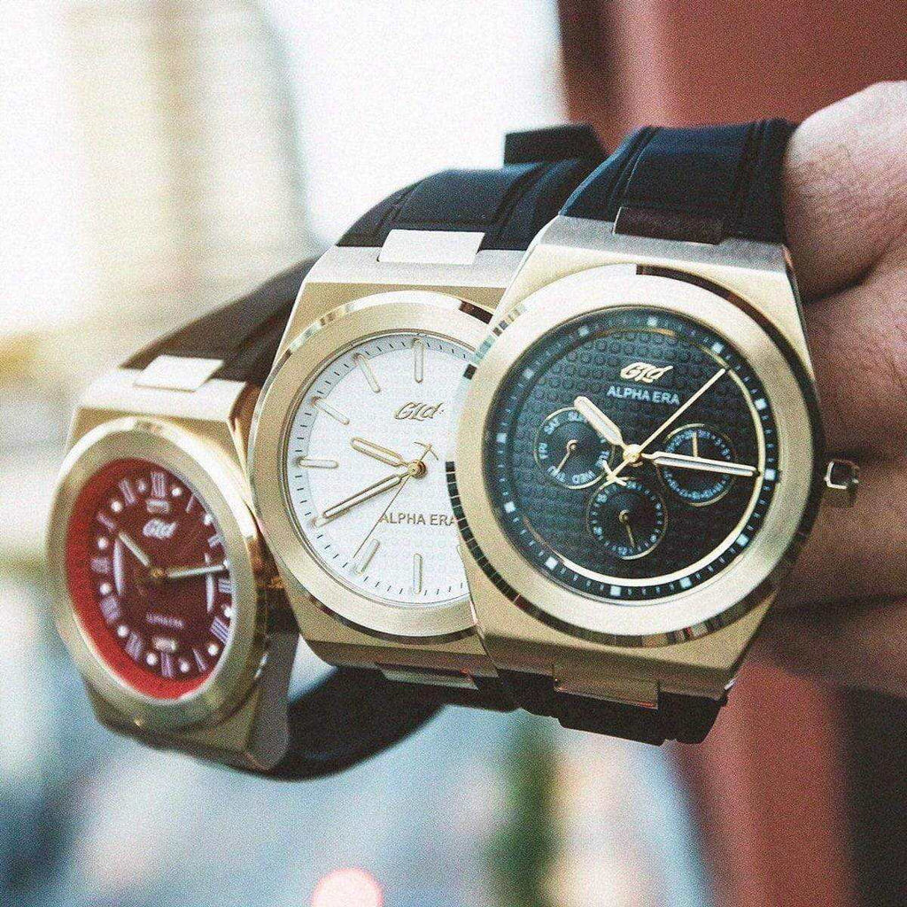 GLD Men 42MM Alpha Era® Gold w/ Rubber Strap
