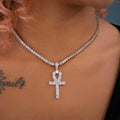 GLD Women Iced Ankh Cross Pendant in Rose Gold