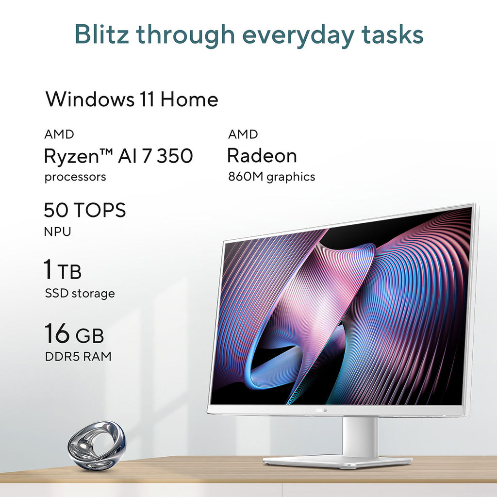 ASUS V600 AiO (VM670) Copilot+ PC Desktop AMD Ryzen AI 7 350 16GB RAM 1TB SSD in White - VM670KA-DB704T - image 9