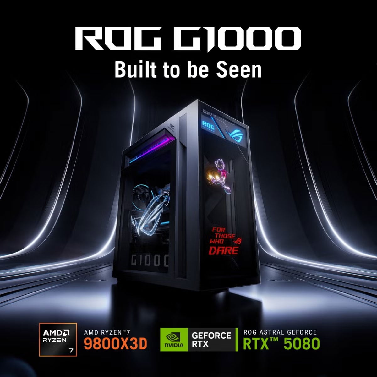 ASUS ROG G1000 Gaming Desktop AMD Ryzen 7 9800X3D 32GB RAM 2TB SSD, NVIDIA GeForce RTX 5080 ROG 16GB in B - image 3
