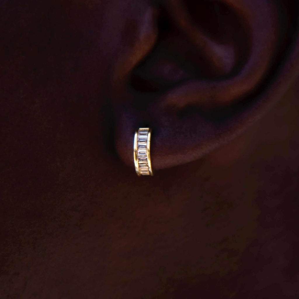 GLD Men GLD Baguette Hoop Earrings in Yellow Gold