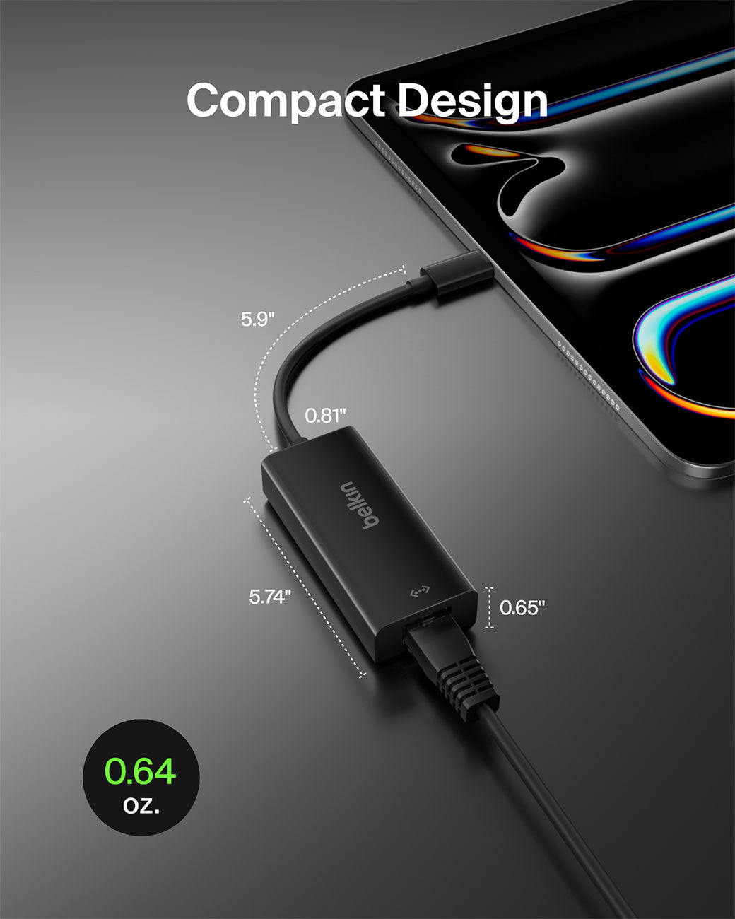 Belkin USB-C To Gigabit Ethernet Adapter - F2CU040BTBLK - image 7