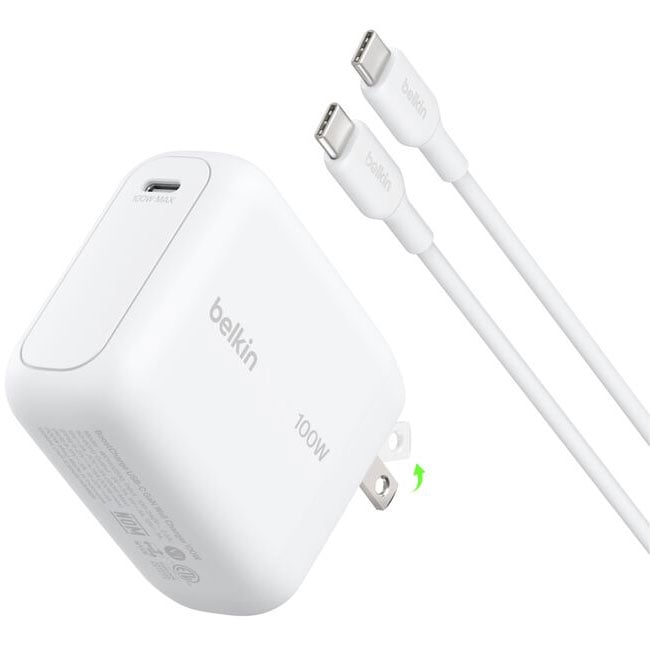 Belkin BoostCharge USB-C GaN Wall Charger 100W and USB-C Cable in White - WCH025DQ1.5WHB6 - image 1