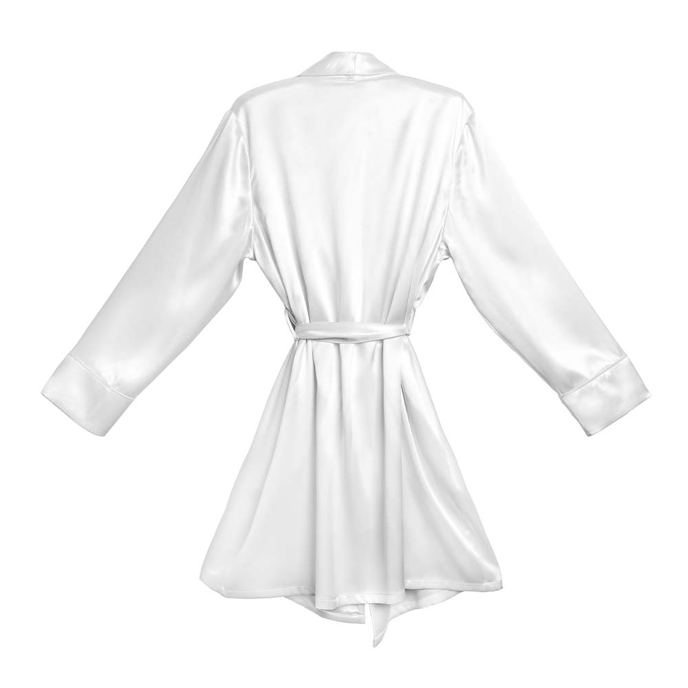 Blissy Classic Silk Robe - White