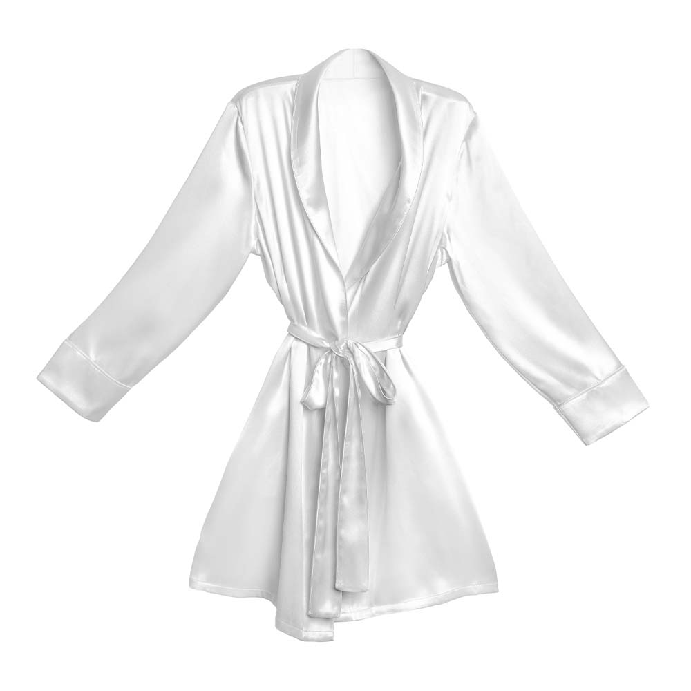 Blissy Classic Silk Robe - White