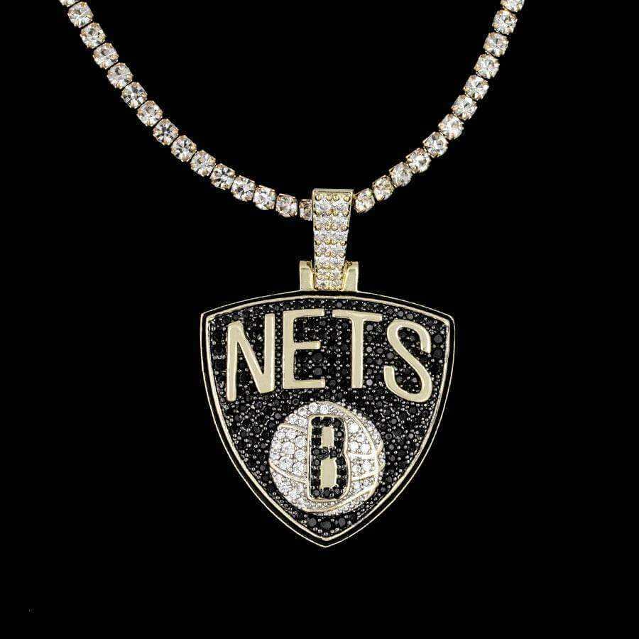 GLD Men Brooklyn Nets Official NBA Logo Pendant in Yellow Gold