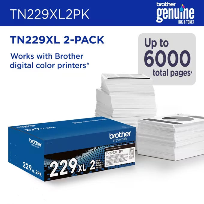 Brother 2 Pack High Yield Toner Cartridge for Digital Printers in Black - TN229XL2PK - image 2