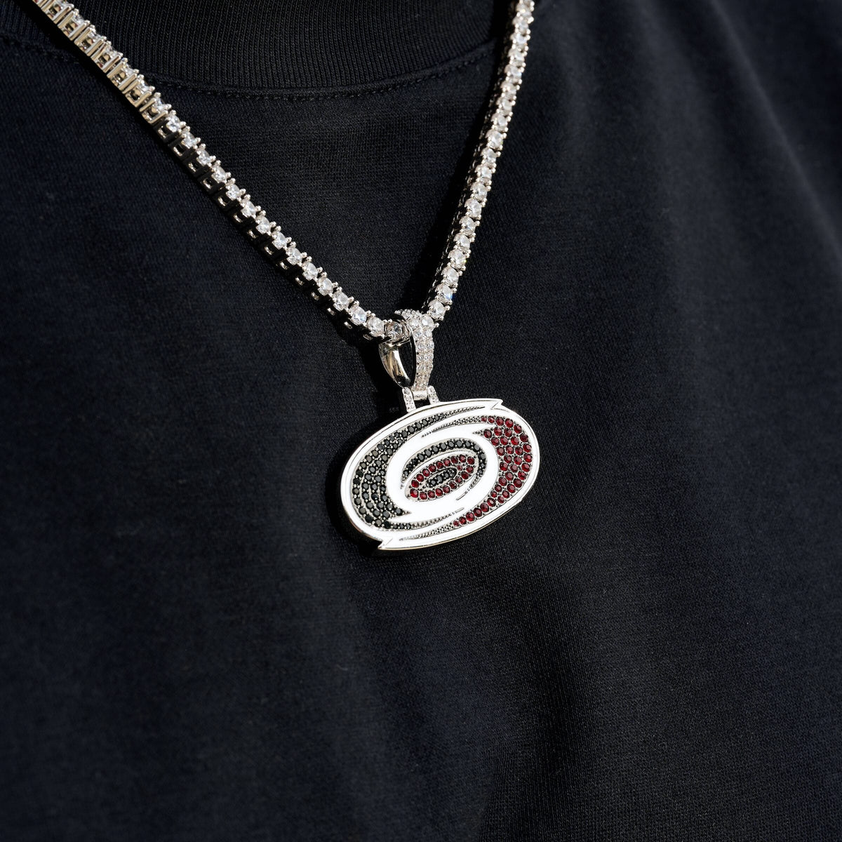 GLD Women Carolina Hurricanes Official NHL Logo Pendant in White Gold