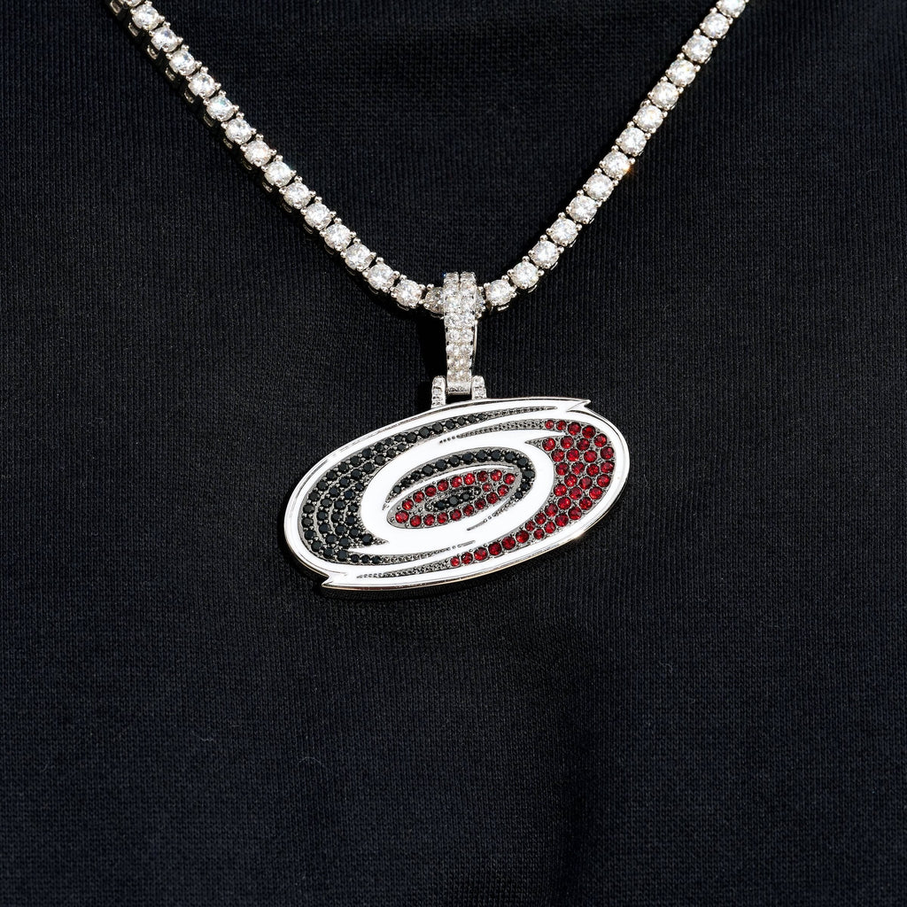 GLD Women Carolina Hurricanes Official NHL Logo Pendant in White Gold