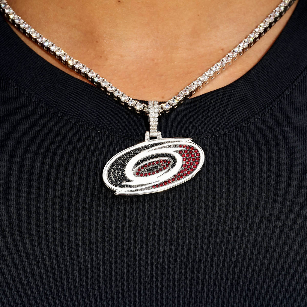GLD Women Carolina Hurricanes Official NHL Logo Pendant in White Gold